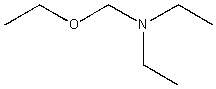 There is a seven-membered chain, with a CH2CH3 group attached to the fifth (from left to right) atom. The third atom of the chain is oxygen and the fifth one is nitrogen, while the other atoms are carbons.