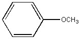 There is a six-membered carbon ring with alternating single and double bonds and an OCH3 group attached.