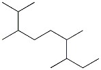 A six-carbon chain, with a three-carbon chain attached to the second (from left to right) carbon by its second carbon, and a four-carbon chain attached to the fifth carbon by the second carbon.