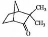 The figure shows a molecule with the following structure: a six-carbon ring, with a one-membered carbon bridge between the first and the fourth (clockwise) carbon atoms. Two CH3 groups are attached to the second carbon atom, and an O atom is double-bonded to the third carbon atom.