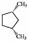 A five-carbon ring, with a CH3 group attached to the first and the third (clockwise) carbons with a dash.