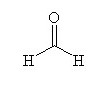 The figure shows a carbon atom, with an O atom double-bonded and two H atoms attached.